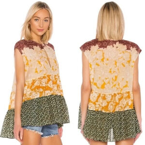 Free People Gotta Have You Top in Yellow Shirt Oversized Boho Women’s Small